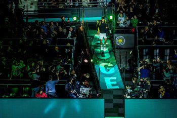 Projectie tijdens sportevenement ABN AMRO Open