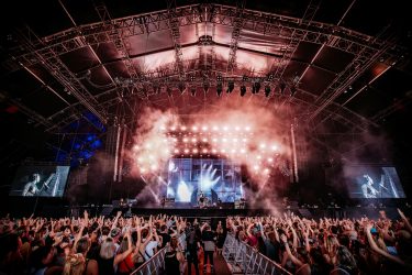 Rock concert grote video schermen