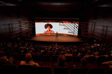 Curved LED podium