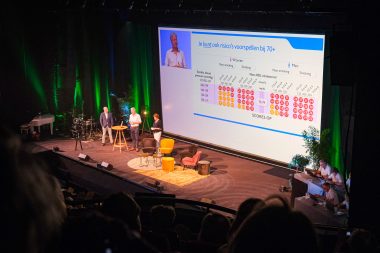 Presentatie met groot scherm tijden zakelijk symposium