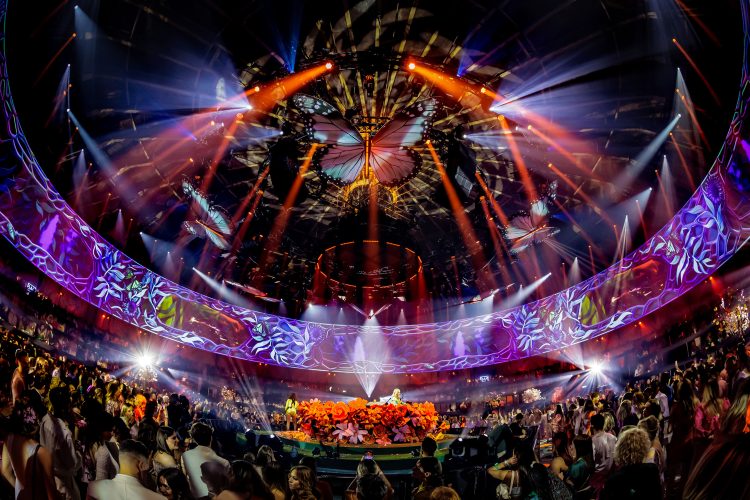 360-graden projectie tijdens zakelijk evenement