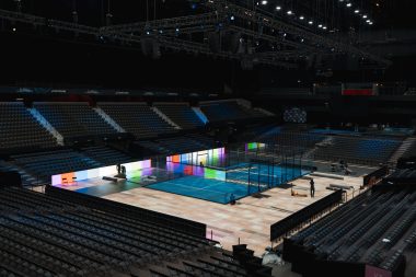 Installatie van LED-faciliteiten bij sportwedstrijd