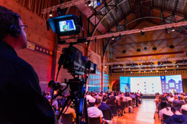 Live camera recording at a corporate event