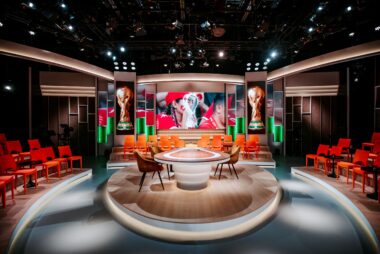 NOS World Cup studio with LED displays