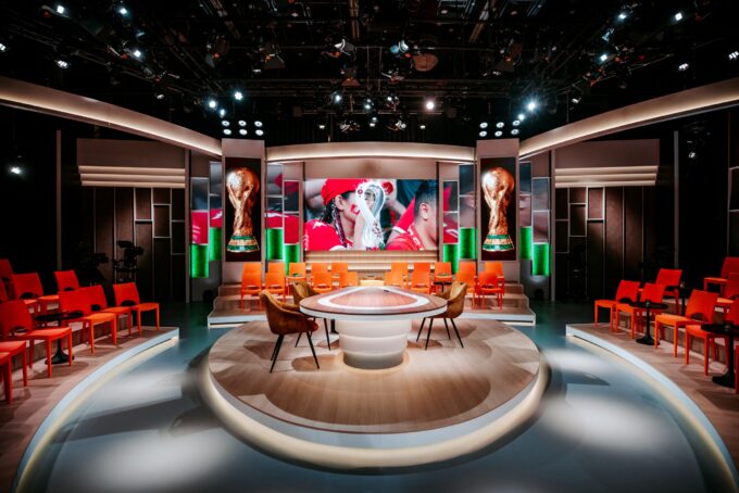 NOS World Cup studio with LED displays