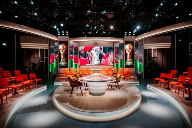 NOS World Cup studio with LED displays