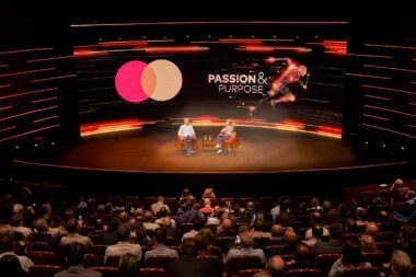 Curved LED screen at Mastercard summit