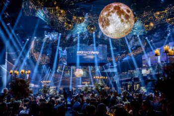 LED lighting show with large LED Sphere.