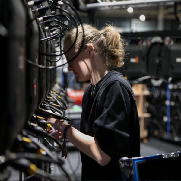 Assembly of LED screen by AV technician