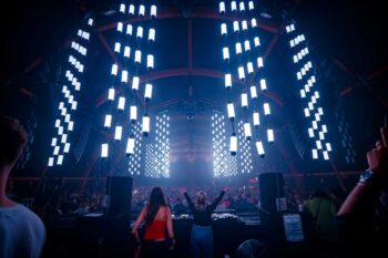 Pixeldrop LED tubes above the DJ booth