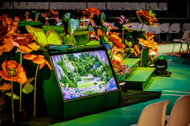 Screens integrated within the stage