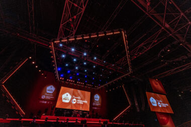 Stage for Dutch fans during the Olympics